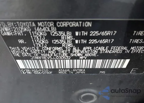 2018 Toyota Rav4 Xle из США, поврежденный, VIN JTMRFREV5JJ230532